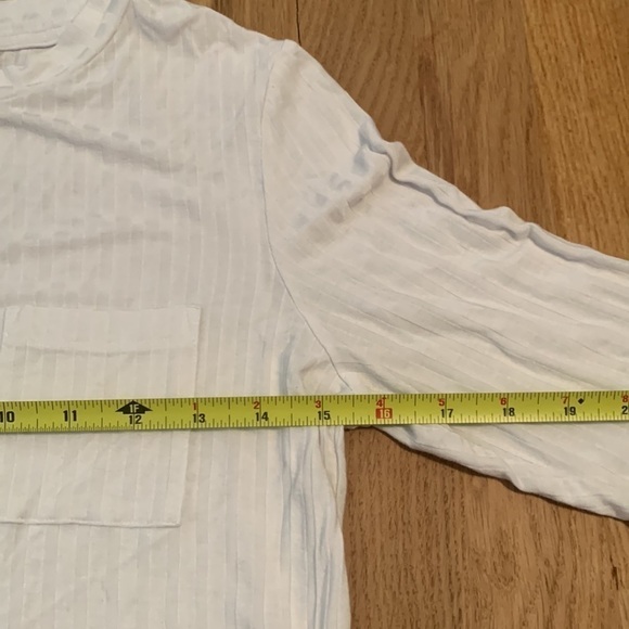 BANANA Republic Semi Sheer Crewneck Elbow Sleeves Striped Shirt White Women’s S - Picture 8 of 11